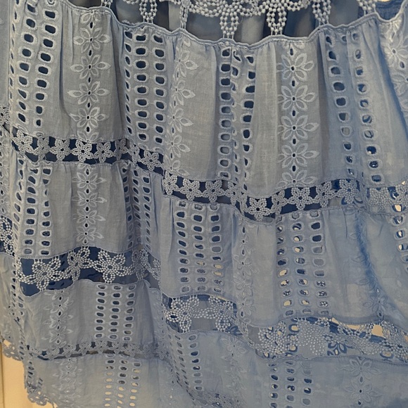 NWT Strut & Bolt Eyelet Lace Tube Strapless Dress Maxi Chambray - Picture 2 of 7